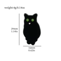 Black enamel cartoon cat pin with green eyes and dimensions 29mm height by 16mm width - Xz2057