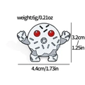 Cartoon monster enamel pin in grey and red with size 3.2cm and weight 6g dimensions - Grey Monster Red Eyes (XZ2537-14)
