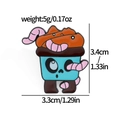 Niedliche Cartoon Monster Cupcake Emaille Pin mit rosa Würmern und Größenangaben - Cupcake-Monster (XZ2537-1)