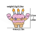 Adorable pink cartoon cake monster enamel brooch pin with size specifications - Pink Cake Candle Monster (XZ2537-5)