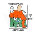 Cute grumpy green monster enamel pin with orange melting icing and popsicle stick - Green Ice Cream Monster (XZ2537-8)