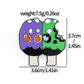 Detailed cartoon monster ice cream enamel pin measuring 3.7x3.6 cm weighing 7.5g - Purple Green Double Popsicle (XZ2537-10)