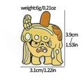 Cartoon donut monster enamel pin brooch badge accessory with size dimensions shown - Funny Yellow Dessert (XZ2537-13)