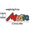 Colorful enamel Music brooch pin with vibrant drip oil finish measuring 3.7cm long - Colorful 'Music' Letters
