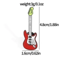 Red electric guitar music series enamel alloy brooch pin with size specifications - Red and White Electric Guitar