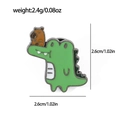 Cartoon capybara and crocodile enamel pin showing 2.6cm dimensions and 2.4g weight detail - Capybara Riding Crocodile Style (XZ2699-4)
