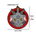 Cartoon Baphomet Emaille-Anstecknadel mit rotem Kreis und Flammendetails aus Legierung - Teufelsziege Stil (XZ2946)