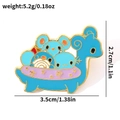 Cartoon enamel pokemon pin featuring blue mouse and bird characters with gold metal edges - Xz2966-3