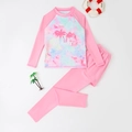 Maillot de bain deux pièces rose pour filles avec manches longues et motif palmier - 8 Ans / Rose