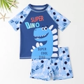 Maillot de bain deux pièces pour garçon avec imprimé dinosaure et manches raglan - 4Y
