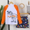 Set costume da bagno due pezzi da bambino con maglia a maniche lunghe e pantaloncini - 8 Anni / Arcobaleno