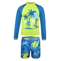Maillot de bain deux pièces pour garçon avec manches longues et imprimé palmier coloré - 8 Ans / Vert