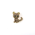 Niedliche Katzenbrosche mit Champagner-Strasssteinen und Blaue-Öltropfen-Finish - Champagner Strass Katze Stil (1)