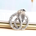 Broche cobra argentée vintage avec strass clairs et yeux en pierres précieuses noires - Argent Antique 2