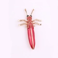Fashion insect brooch with red enamel wings and sparkling red rhinestones in gold finish - Red