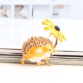 Cartoon hedgehog brooch with yellow sunflower made of high quality enamel and alloy - Yellow Flower Hedgehog (Gold)