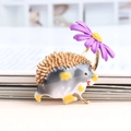 Creative hedgehog brooch with purple daisy flower, cute enamel pin in golden metal finish - Purple Flower Hedgehog (Bright Pink)