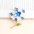 Elegant hydrangea flower brooch with blue and white petals and sparkling rhinestones - Sky Blue