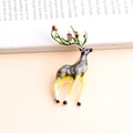 Elegant cartoon elk deer brooch in alloy with marble texture enamel and green antlers - Grey and White Marble Texture Elk (Style 2)