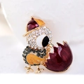 Exquisite chick hatching from shell brooch with colorful enamel and sparkling rhinestones - Red Yellow Chick Sunhat (Style 2)