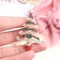 Golden Christmas tree brooch with colorful red and green rhinestones for festive style - Red & Green Clear Rhinestone Christmas Tree Style (Style 1) / 0.0