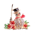 Macro detail of Christmas snowman brooch with sparkling crystals and enamel coating - Full Rhinestone Snowman (Style 3)
