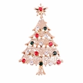 Detalle de broche de árbol de Navidad con cristales de colores en base dorada - Árbol de Navidad con Diamantes de Colores (Style 9)