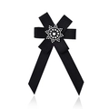 Elegante spilla a fiocco in nastro a coste nero con un pezzo centrale a cristallo lucido - Nero (Stile 1)