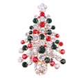 Detalle de broche de árbol de Navidad con brillantes de colores sobre base dorada - Árbol de Navidad de Lujo con Diamantes (Style 10)