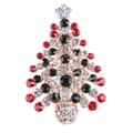 Detalle de broche de árbol de Navidad dorado con pedrería de colores y estrella de cristal - Árbol de Navidad con Estrella (Style 11)