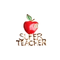 Primer plano detallado de un broche Super Teacher con manzana roja y cristales finos - Estilo Manzana Súper Profesor (Style 14)