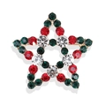 Vista detallada del broche de estrella de Navidad con cristales rojos y verdes en oro - Estrella de Navidad Roja y Verde (Style 21)