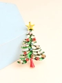 Creatieve kerstboom broche van groen emaille met schitterende gekleurde strass steentjes - Groen