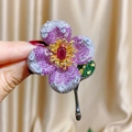 Broche floral de lujo con circonitas rosa y blancas y piedra central de rubí - Tb645