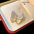 Elegant butterfly brooch with natural shell inlay and gold metal frame 2.5cm size - Shell Zirconia Butterfly Brooch (D106)