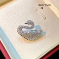 Detailed swan brooch dimensions of 1.8cm by 1.5cm with silver-tone crystal setting - Silver Pave Crystal Swan Style (D086)