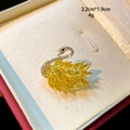 Detailed view of yellow zircon swan brooch with precise 2.2cm dimensions and 4g weight - Yellow Crystal Swan Style (D146)
