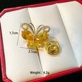 Detail shot of a luxury butterfly brooch with yellow gemstones and size specifications - Yellow Wing Butterfly(C306)
