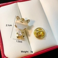 Macro view of gold tiger brooch with cat eye stone and cubic zirconia details - Tiger with King Character(C252)