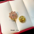 Detail showing pink gemstone flower brooch with 1.3cm diameter and 2.1g weight - Pink Petal Flower(C084)