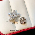 Close-up of a luxury silver snowflake brooch with zircons, measuring 2cm and weighing 3.4g - Silver Snowflake(C027)