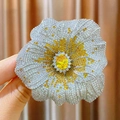 Elegant luxury sunflower brooch with yellow zircon and pavé crystals on silver base - Yellow Flower Style (B1809)