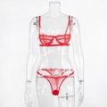 Ensemble lingerie sexy en dentelle rouge avec soutien-gorge à armatures et string - S / Rouge