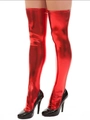 Dettaglio di calze autoreggenti rosse in vernice metallizzata con tacchi alti neri - Taglia unica / Rosso