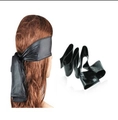Elegant black satin eye mask with ribbon tie for women, glossy finish lingerie accessory - Silver Gray