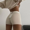 Slim fit beige ribbed knit high-waisted shorts for women yoga and lounge wear - One Size / White
