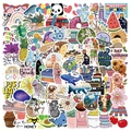 Lot de 100 autocollants imperméables mignons pour moto valise et décoration créative - Série de Dessins Animés Colorés