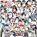 Detailed showcase of diverse cartoon penguin stickers for luggage and laptop decoration - Penguin Style B (DD112)