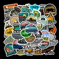 Set of 50 waterproof outdoor adventure stickers featuring camping and mountain motifs - Outdoor Travel Series