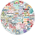 Paquete de 50 pegatinas de agradecimiento coloridas e impermeables para portátiles - Serie Gracias